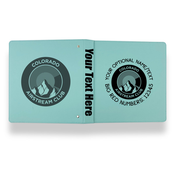 Colorado Airstream Club Leather Binder - 1" - Teal - Back Spine Front View