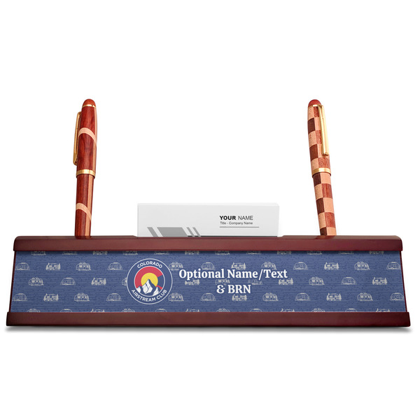 Colorado Airstream Club Red Mahogany Nameplates with Business Card Holder - Straight