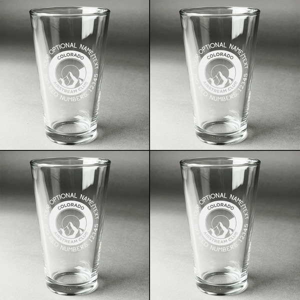 Colorado Airstream Club Set of Four Engraved Beer Glasses - Individual View
