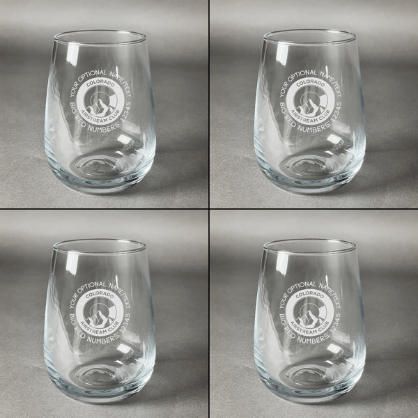 Colorado Airstream Club Set of Four Personalized Stemless Wineglasses (Approval)