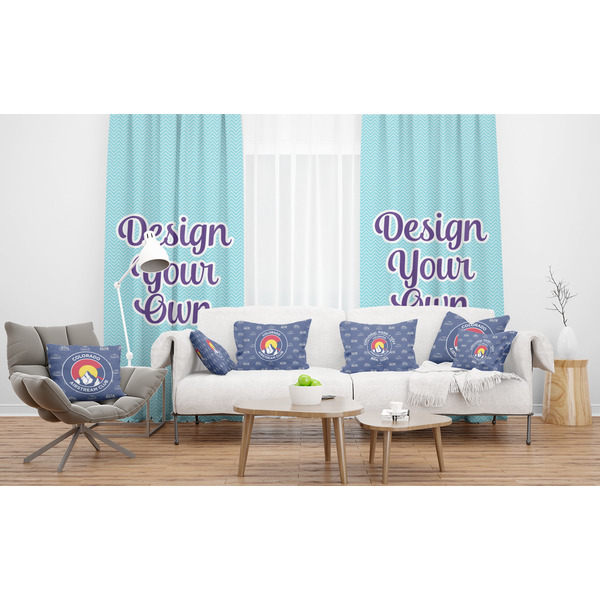 Colorado Airstream Club Sheer and Custom Curtains in Room with Matching Pillows