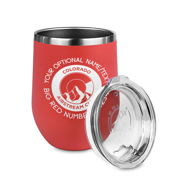 Colorado Airstream Club Stainless Wine Tumblers - Coral - Single Sided - Alt View