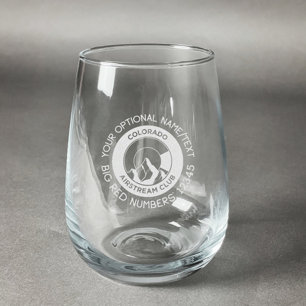 Custom Colorado Airstream Club Stemless Wine Glass - Laser Engraved