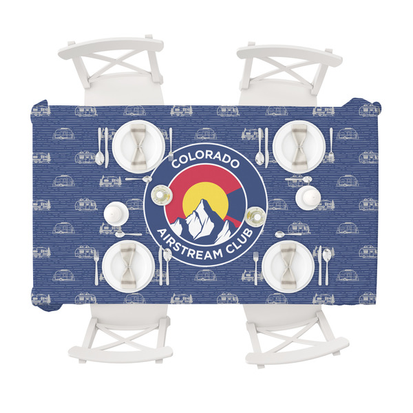 Colorado Airstream Club Tablecloths (58"x102") - TOP VIEW (with plates)