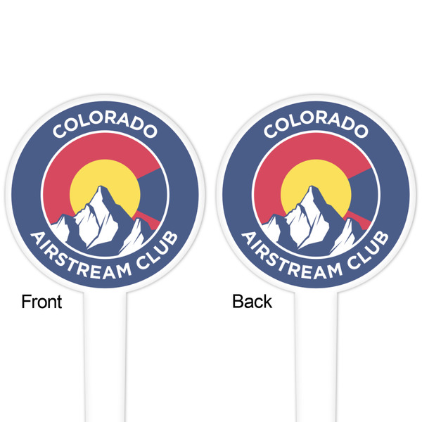 Colorado Airstream Club White Plastic 4" Food Pick - Round - Double Sided - Front & Back
