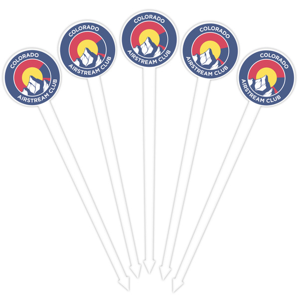 Colorado Airstream Club White Plastic 4" Food Pick - Round - Fan View