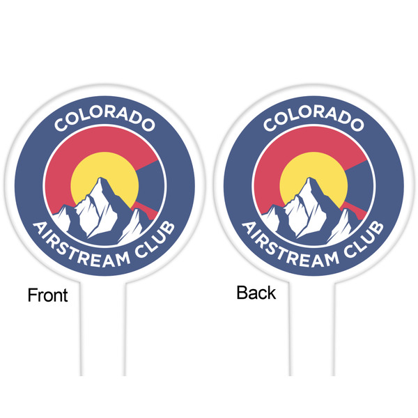 Colorado Airstream Club White Plastic 6" Food Pick - Round - Double Sided - Front & Back