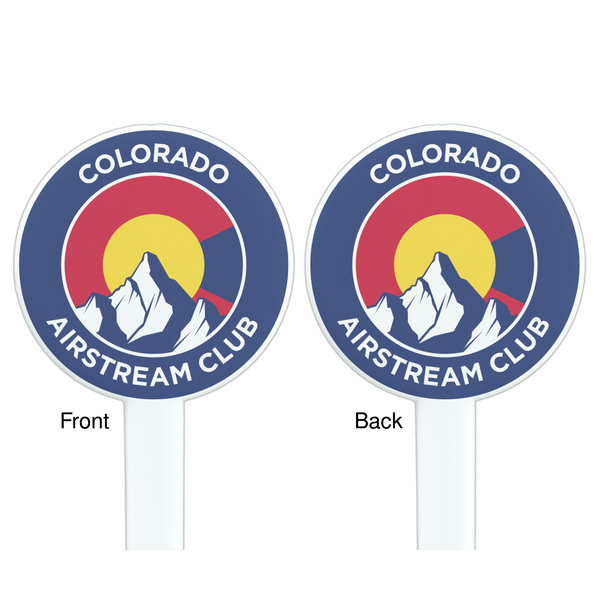 Colorado Airstream Club White Plastic 7" Stir Stick - Double Sided - Round - Front & Back