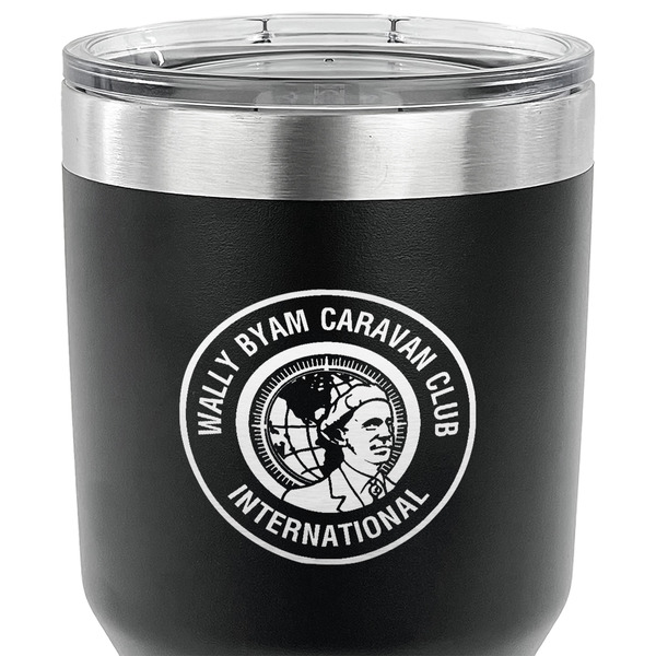 WBCCI Heritage logo 30 oz Stainless Steel Ringneck Tumbler - Black - CLOSE UP