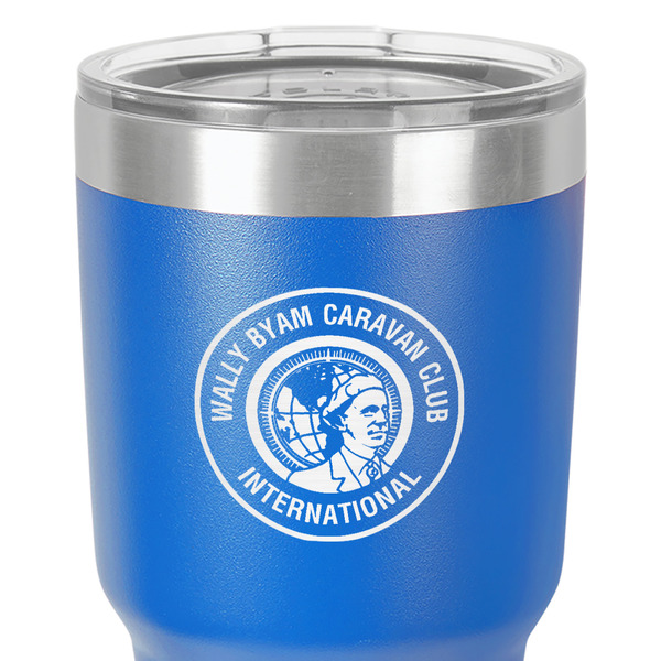 WBCCI Heritage logo 30 oz Stainless Steel Ringneck Tumbler - Blue - Close Up
