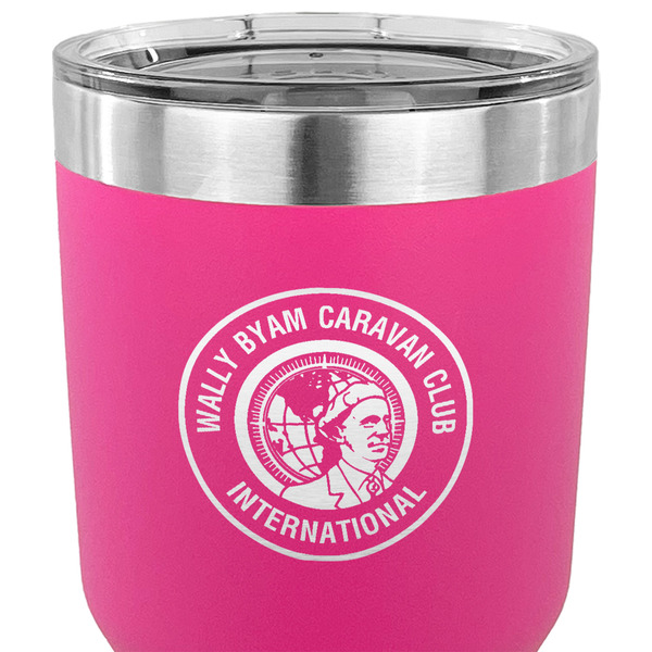 WBCCI Heritage logo 30 oz Stainless Steel Ringneck Tumbler - Pink - CLOSE UP