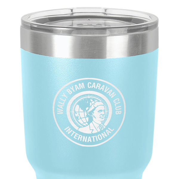 WBCCI Heritage logo 30 oz Stainless Steel Ringneck Tumbler - Teal - Close Up
