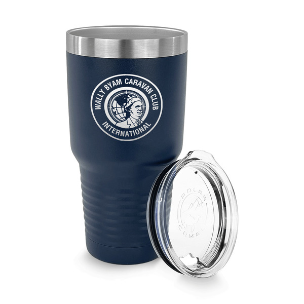WBCCI Heritage logo 30 oz Stainless Steel Ringneck Tumblers - Navy - LID OFF