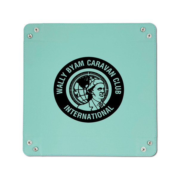 WBCCI Heritage logo 6" x 6" Teal Leatherette Snap Up Tray - APPROVAL