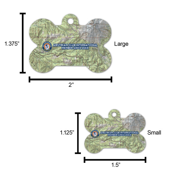 WBCCI Heritage logo Bone Shaped Dog ID Tags - Comparison Scale
