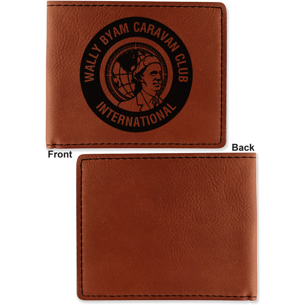 WBCCI Heritage logo Cognac Leatherette Bifold Wallets - Front and Back Single Sided - Apvl