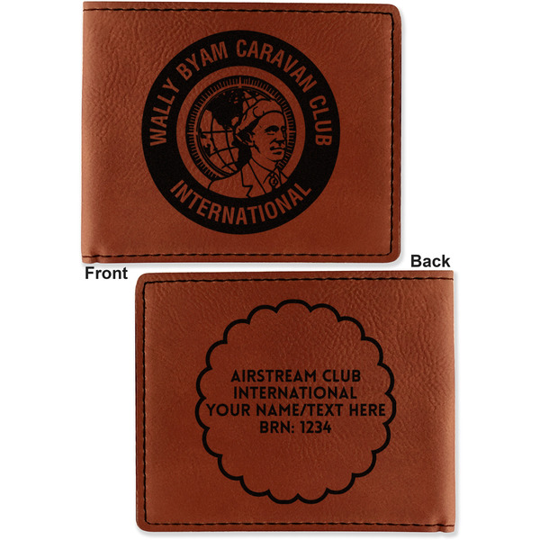 WBCCI Heritage logo Cognac Leatherette Bifold Wallets - Front and Back