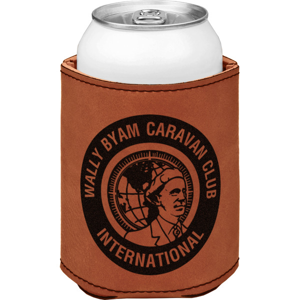 WBCCI Heritage logo Cognac Leatherette Can Sleeve - Single Front
