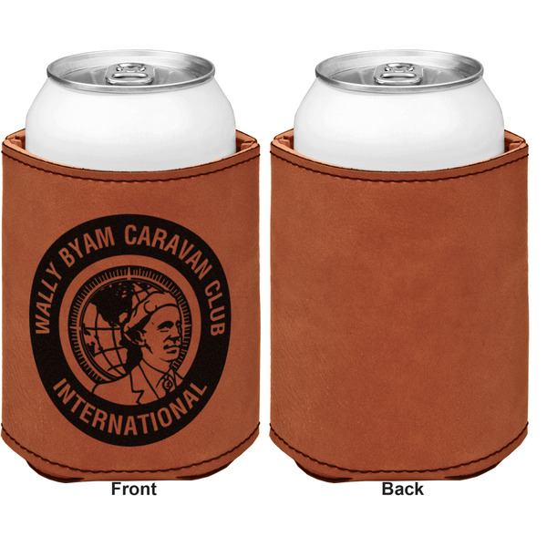 WBCCI Heritage logo Cognac Leatherette Can Sleeve - Single Sided Front and Back