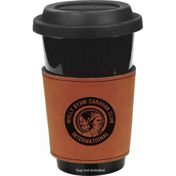 WBCCI Heritage logo Cognac Leatherette Mug Sleeve - Front