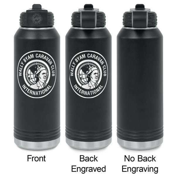 WBCCI Heritage logo Laser Engraved Water Bottles - 2 Styles - Front & Back View