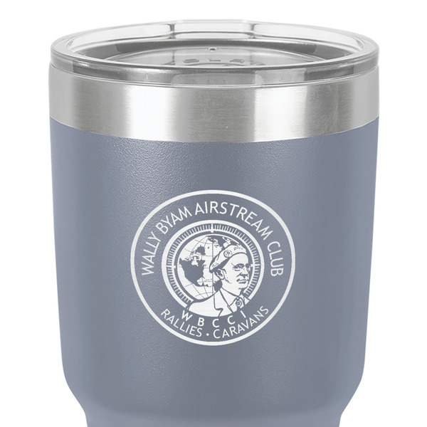 Wally Byam Airstream Club logo 30 oz Stainless Steel Ringneck Tumbler - Grey - Close Up