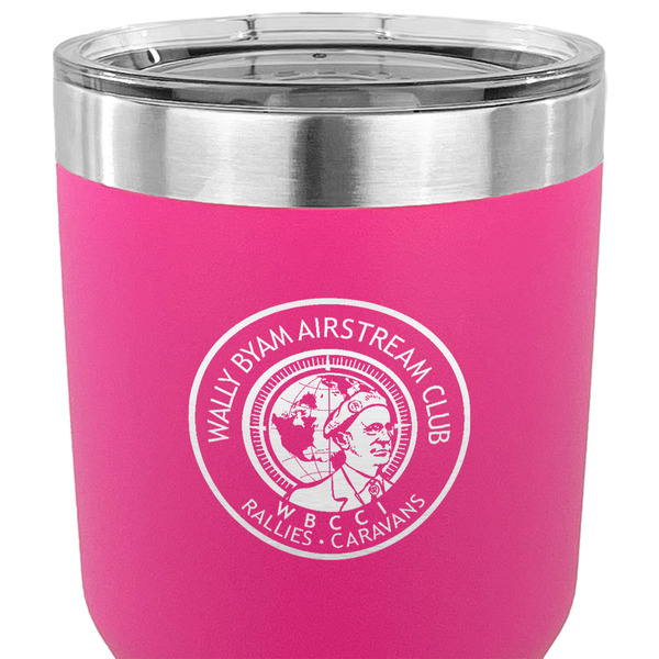Wally Byam Airstream Club logo 30 oz Stainless Steel Ringneck Tumbler - Pink - CLOSE UP