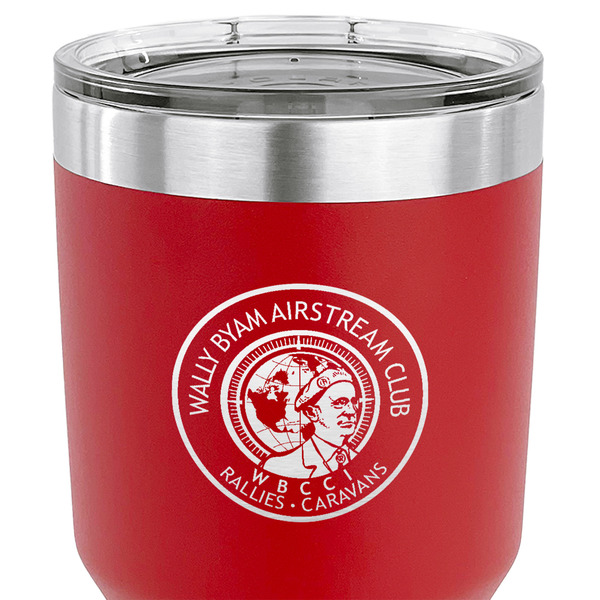 Wally Byam Airstream Club logo 30 oz Stainless Steel Ringneck Tumbler - Red - CLOSE UP