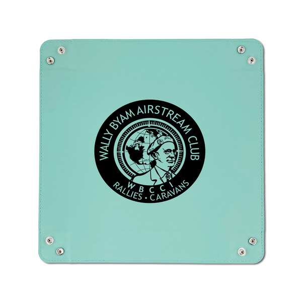 Wally Byam Airstream Club logo 6" x 6" Teal Leatherette Snap Up Tray - APPROVAL