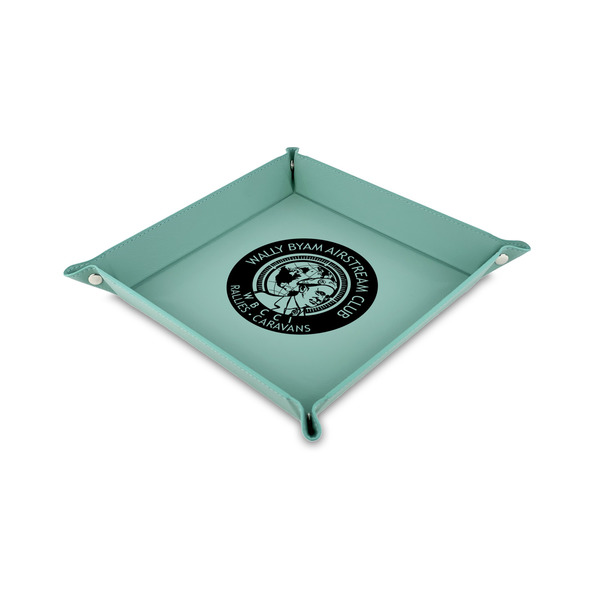 Custom Wally Byam Airstream Club logo Faux Leather Dice Tray - 6" x 6" - Teal