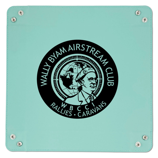 Wally Byam Airstream Club logo 9" x 9" Teal Leatherette Snap Up Tray - APPROVAL