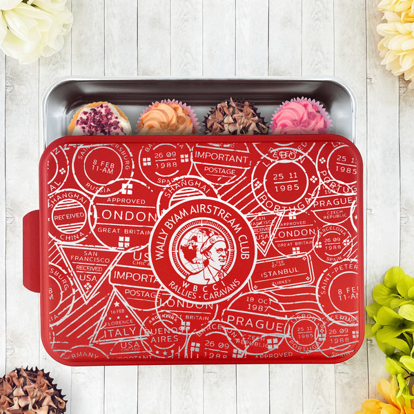 Wally Byam Airstream Club logo Aluminum Baking Pan - Red Lid - LIFESTYLE