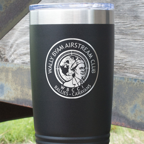 Wally Byam Airstream Club logo Black Polar Camel Tumbler - 20oz - Close Up