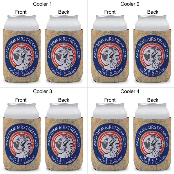 Wally Byam Airstream Club logo Can Cooler - Standard 12oz - Set of 4 - Front & Back