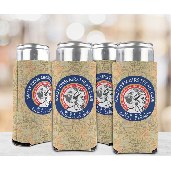 Wally Byam Airstream Club logo Can Cooler - Tall 12oz - Set of 4 - In Context