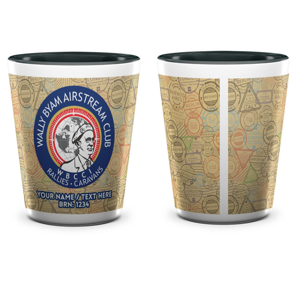 Wally Byam Airstream Club logo Ceramic Shot Glass - Two Tone - Front & Back