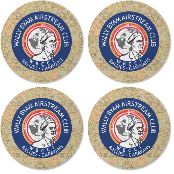 Wally Byam Airstream Club logo Coaster Round Rubber Back - Apvl