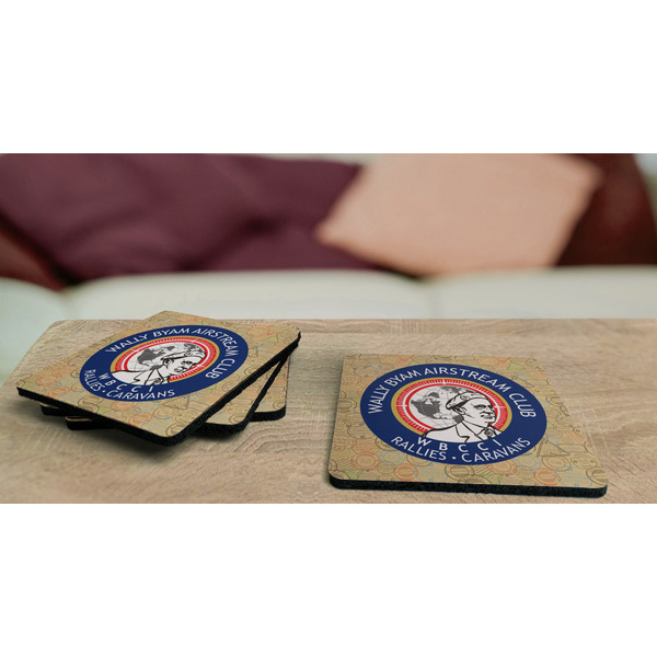 Wally Byam Airstream Club logo Coaster Rubber Back - On Coffee Table