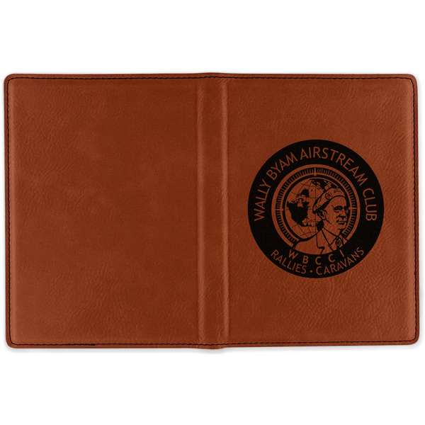 Wally Byam Airstream Club logo Cognac Leather Passport Holder Outside Single Sided - Apvl