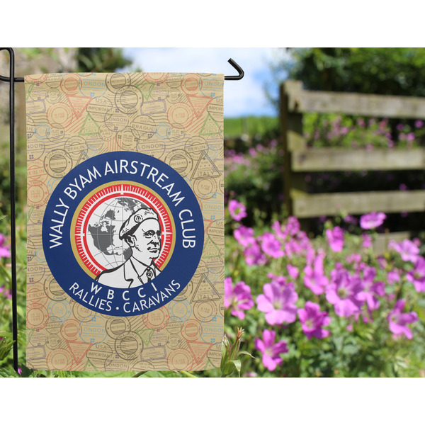 Wally Byam Airstream Club logo Garden Flag - Outside In Flowers