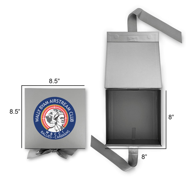 Wally Byam Airstream Club logo Gift Boxes with Magnetic Lid - Silver - Open & Closed