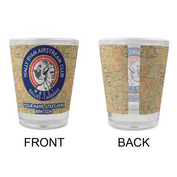 Wally Byam Airstream Club logo Glass Shot Glass - Standard - Front & Back