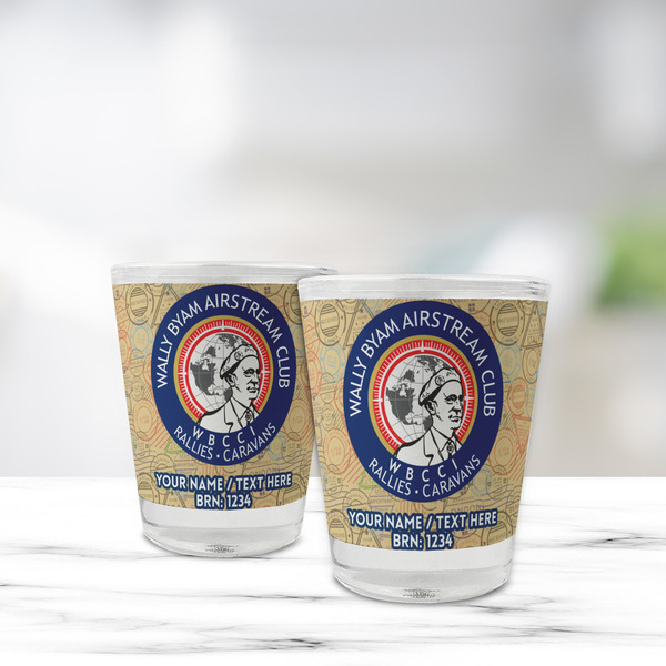 Wally Byam Airstream Club logo Glass Shot Glass - Standard - Lifestyle