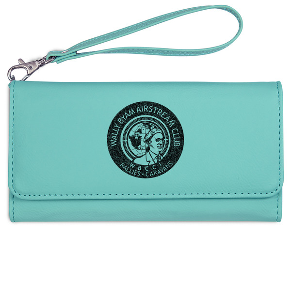 Wally Byam Airstream Club logo Ladies Wallet - Leather - Teal - Front View