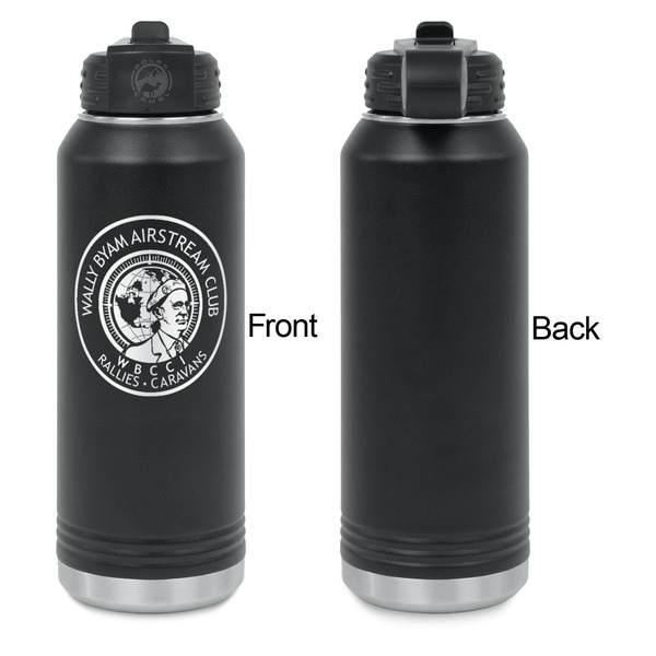 Wally Byam Airstream Club logo Laser Engraved Water Bottles - Front Engraving - Front & Back View
