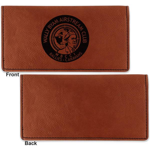 Wally Byam Airstream Club logo Leather Checkbook Holder Front and Back Single Sided - Apvl