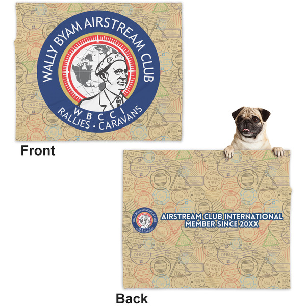 Wally Byam Airstream Club logo Microfleece Dog Blanket - Large- Front & Back
