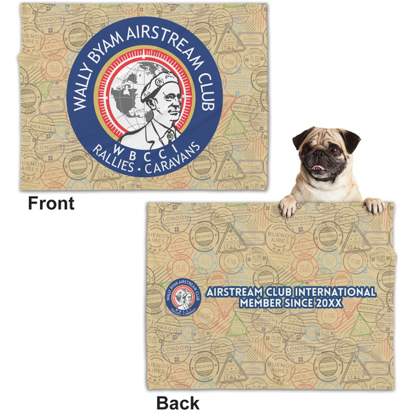 Wally Byam Airstream Club logo Microfleece Dog Blanket - Regular - Front & Back