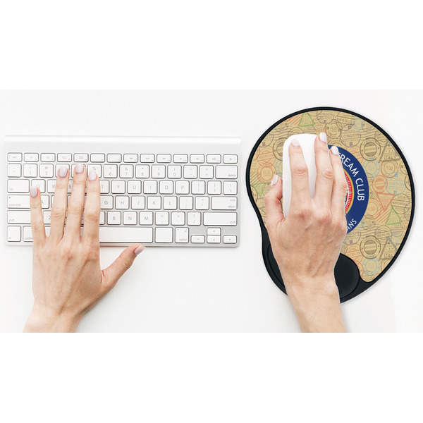 Wally Byam Airstream Club logo Mouse Pad with Wrist Rest - LIFESYTLE 2 (in use)