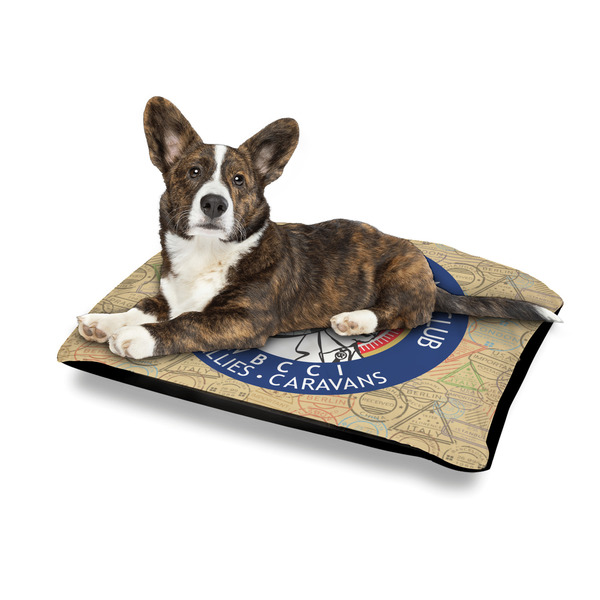 Wally Byam Airstream Club logo Outdoor Dog Beds - Medium - IN CONTEXT
